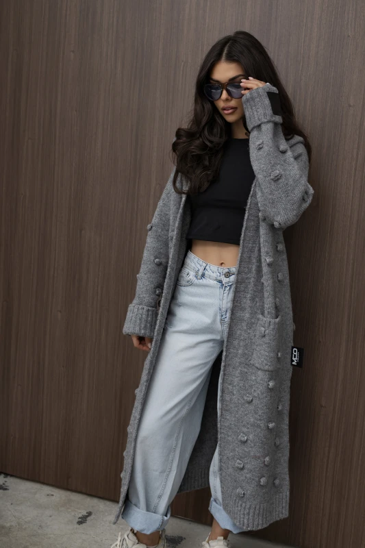 mco damski sweter pom pom szary 4.jpg