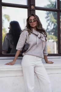pola sweter damski z chusta ciemny bez 2.webp