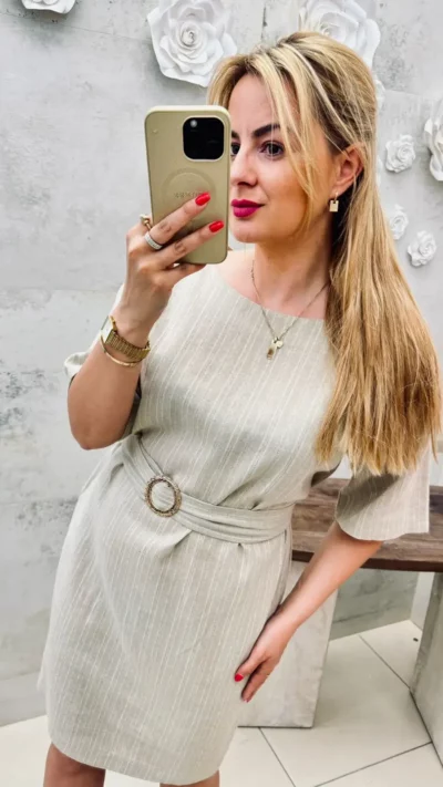 CARMEL sukienka lniana SEVILLA paski