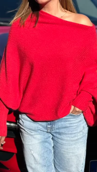 BASTET sweterek asymetryczny (czerwony)