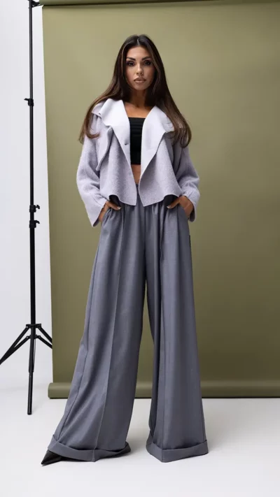 MISS CITY OFFICIAL Spodnie damskie OBSESSED (szary)