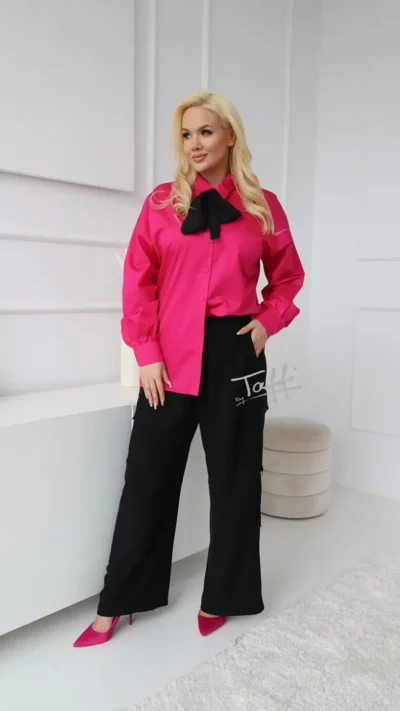 TAFFI Koszula Set-In z kokardą (fuksja)