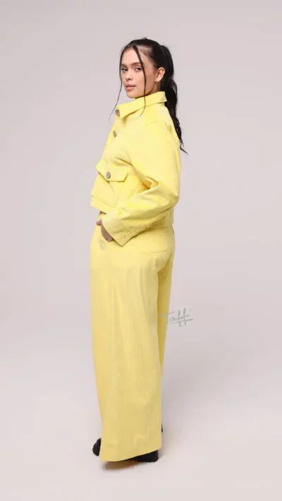 TAFFI Spodnie sztruksowe DENIM (żółty)