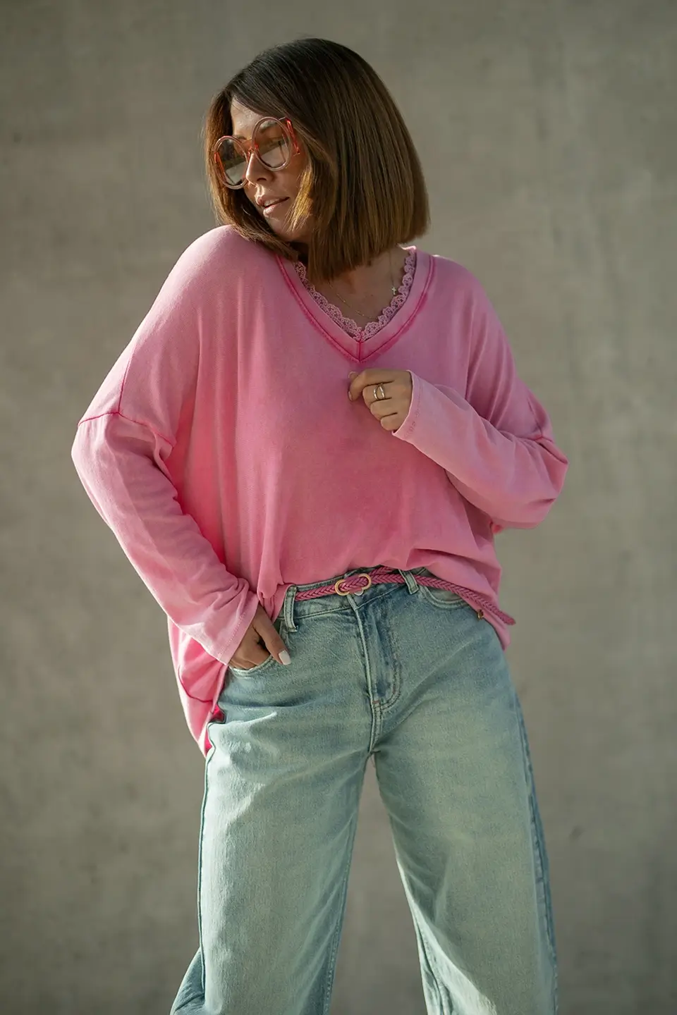 bastet bluzka z koronka fuksja 2