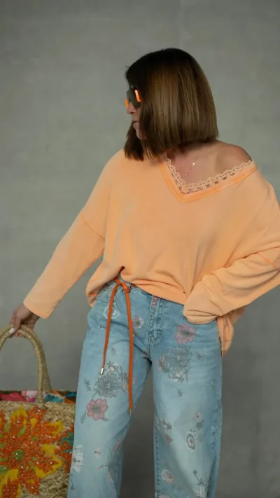 BASTET Bluzka z koronką (pomarańcz)