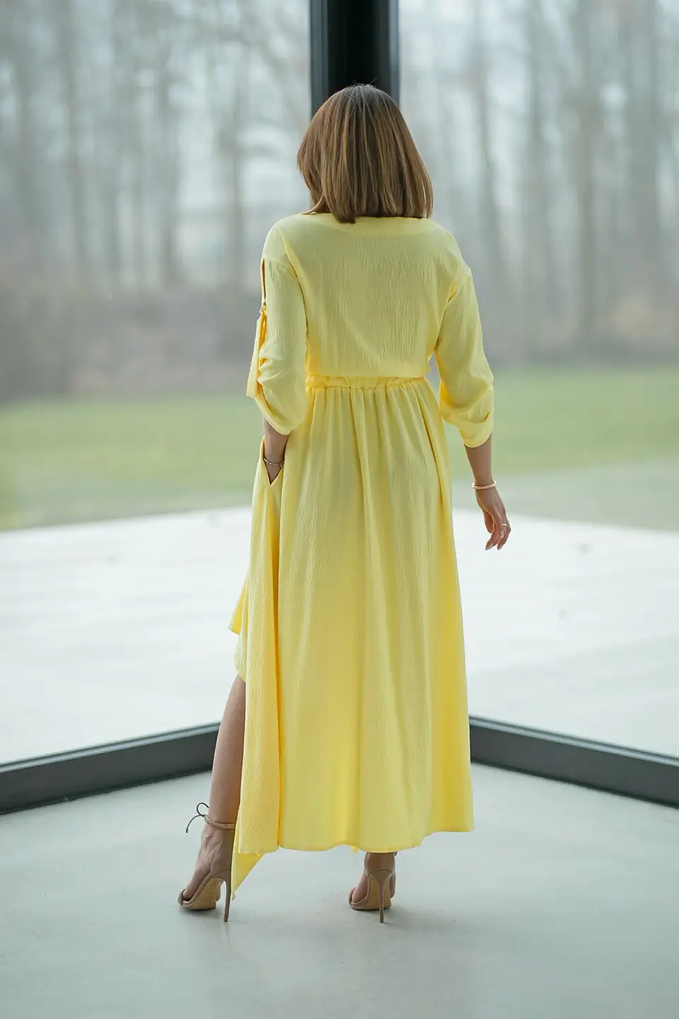 bastet sukienka asymetryczna maxi zolta 2
