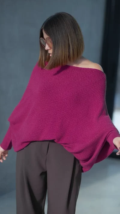 BASTET sweterek asymetryczny (bakłażan)