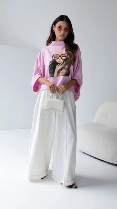 MISS CITY OFFICIAL Bluzka Kimono Glasses (jasny róż)