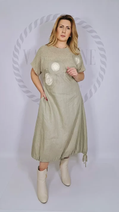 ZELE Sukienka lniana "Koła"model 3635 (natural)