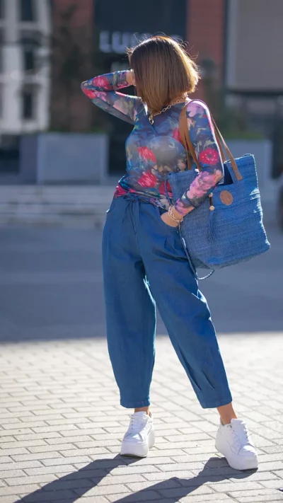 BASTET Bluzka siatka w kwiaty Model 3122