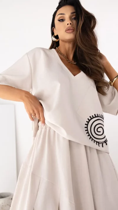 MISS CITY OFFICIAL Bluzka Hypnosis Len (jasny beż)