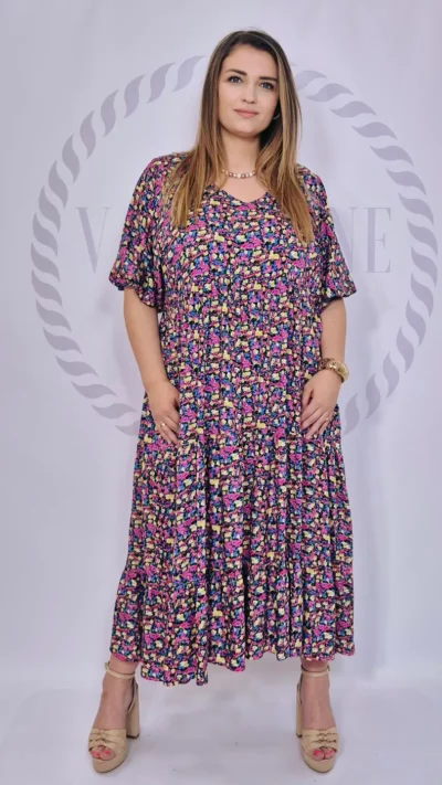 SASHA FERRANO Sukienka wiskozowa VIEN (fiolet)