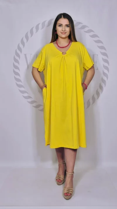 Sukienka bawełniana oversize troczki (żółta)