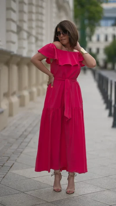 BASTET Sukienka hiszpanka wiskoza (fuksja) model 1847