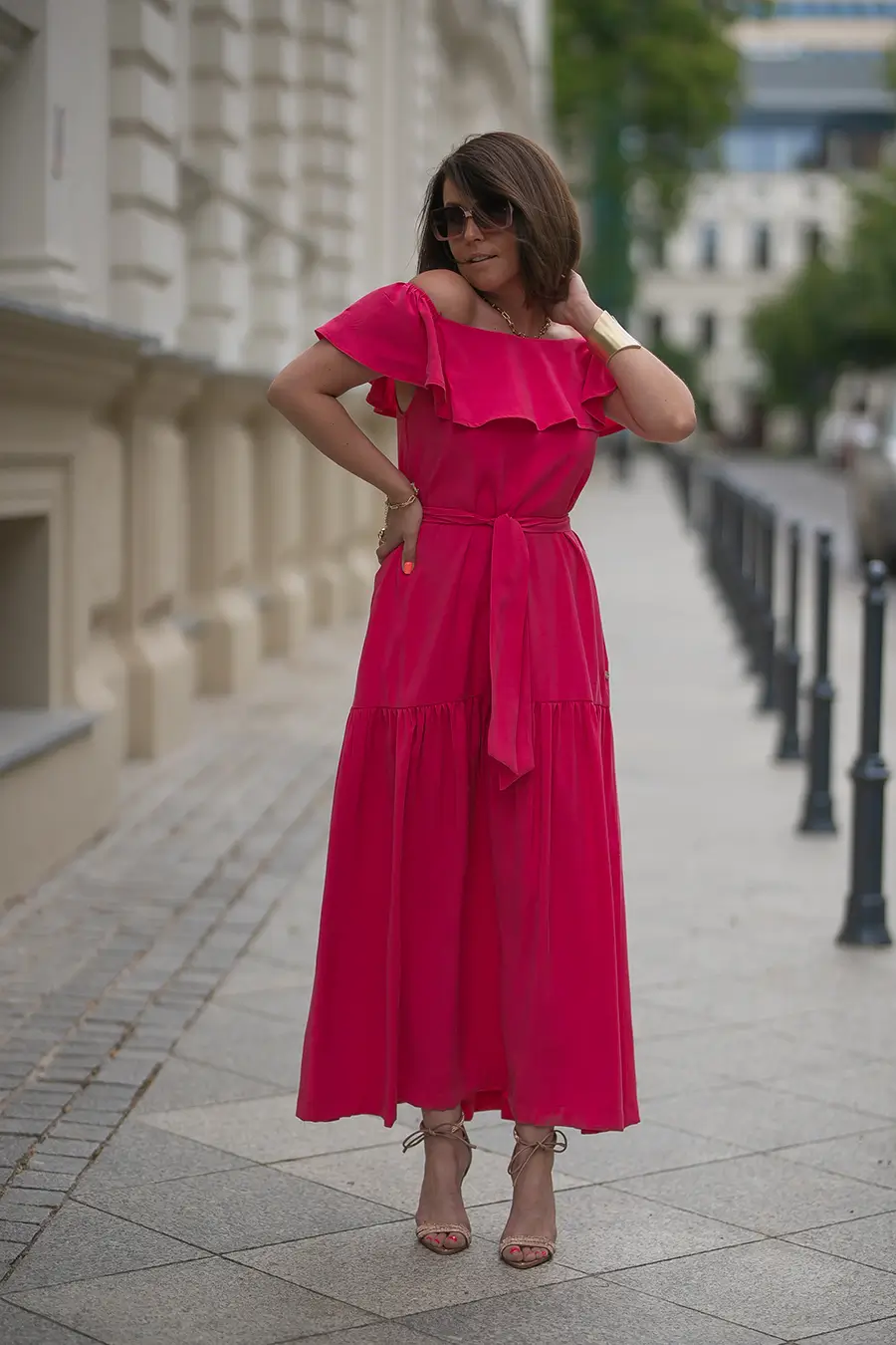 bastet sukienka hiszpanka wiskoza fuksja 1