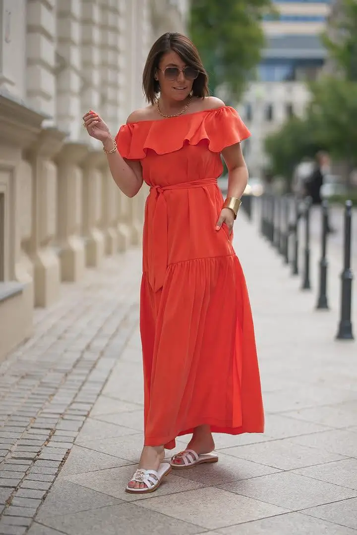 bastet sukienka hiszpanka wiskoza pomarancz 2