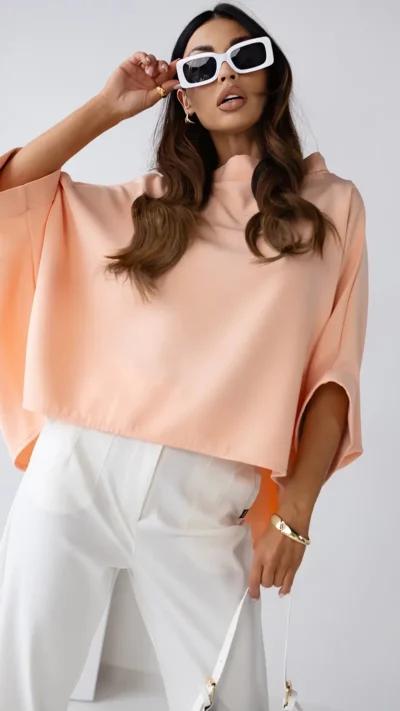 MISS CITY OFFICIAL Bluzka Kimono (brzoskwiniowy)