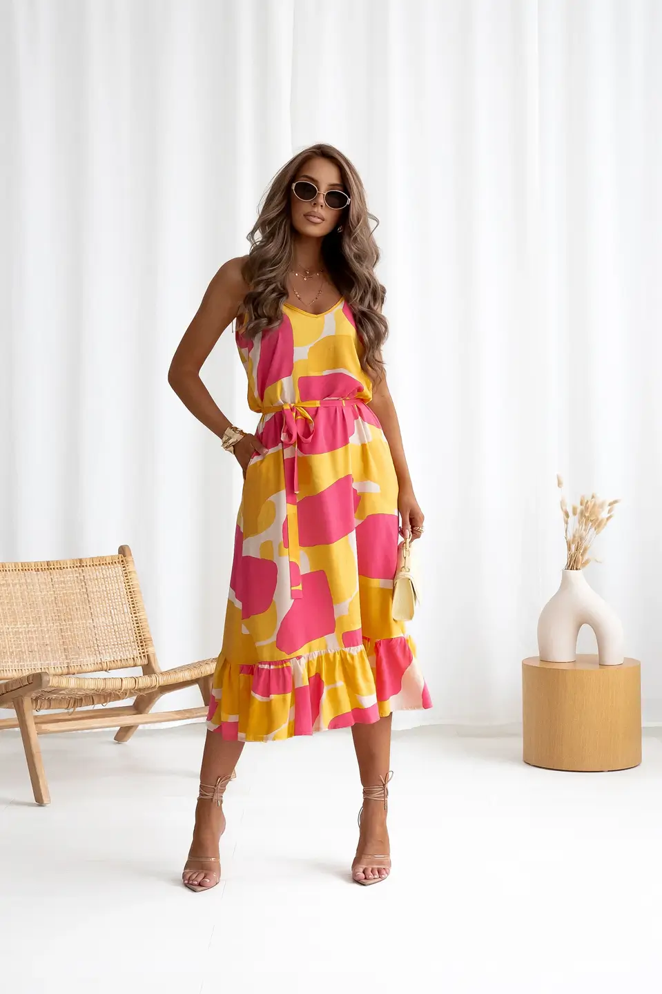 simplicity sukienka loret print roz zolty 1