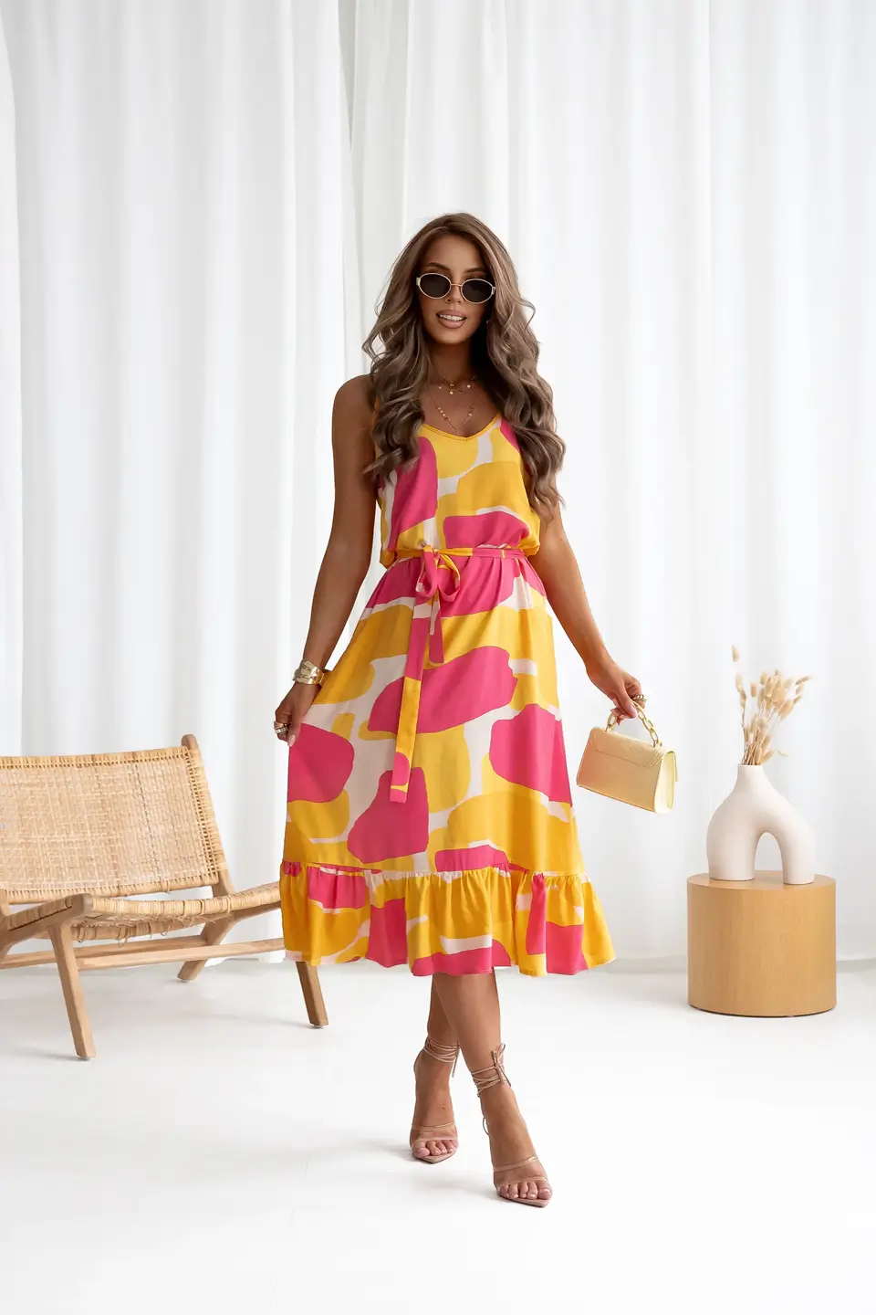 simplicity sukienka loret print roz zolty 5