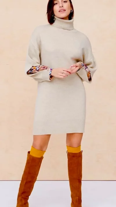 BLUE SHADOW Sukienka swetrowa Kallka (beż)