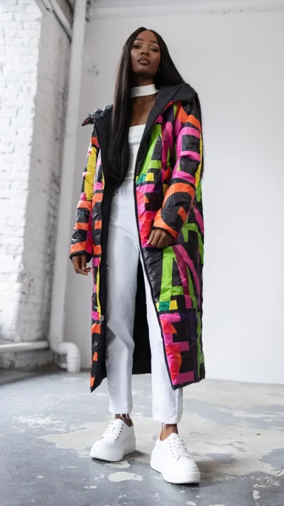 LaDonna Dwustronny Płaszcz Letters (czarny)