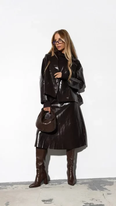 CARMEL Spódniczka GLOSSMIDY (czekolada)