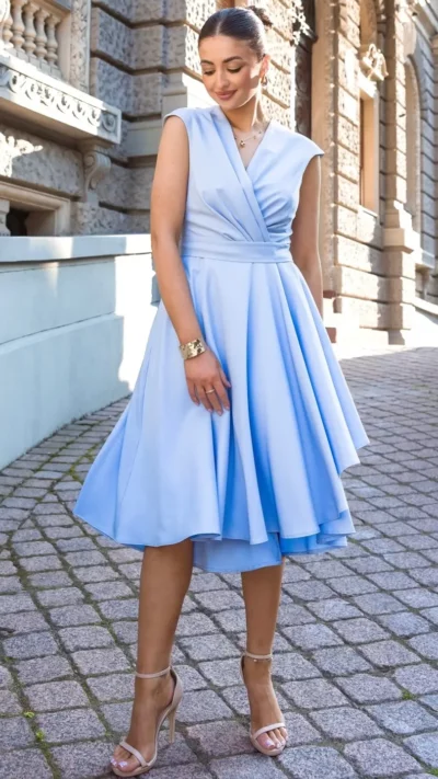 ELIZABETH Sukienka midi CHIARA (Błękit)