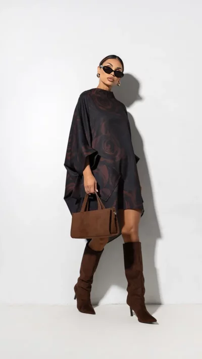 MISS CITY OFFICIAL Sukienka kimonowa ROSE (brązowy)