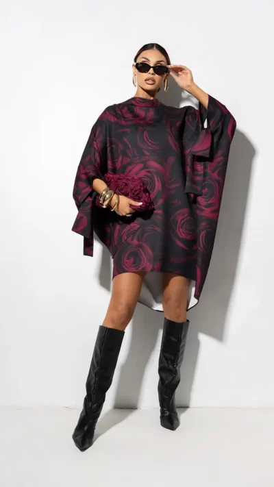 MISS CITY OFFICIAL Sukienka kimonowa ROSE (czerwony)