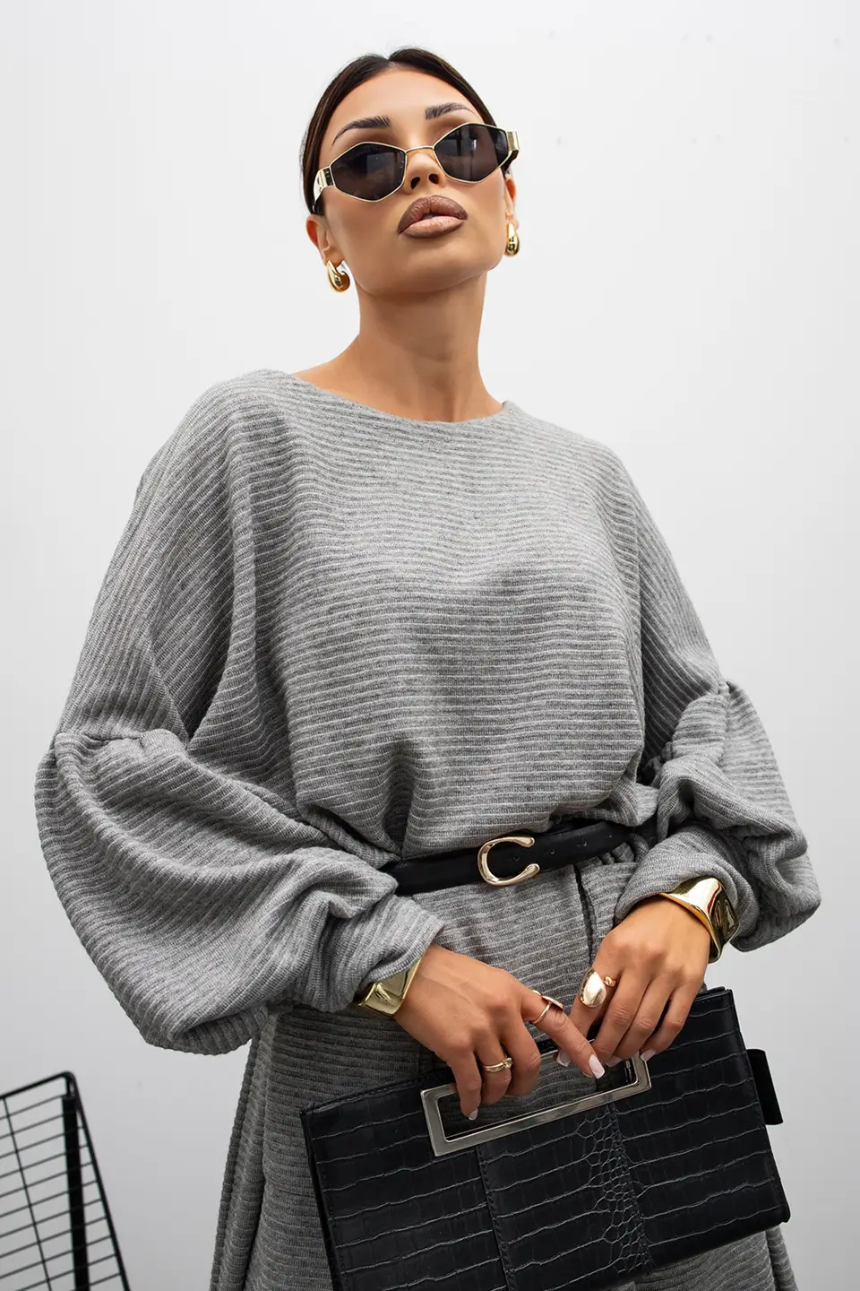 mco sukienka outline ribbed szary 3