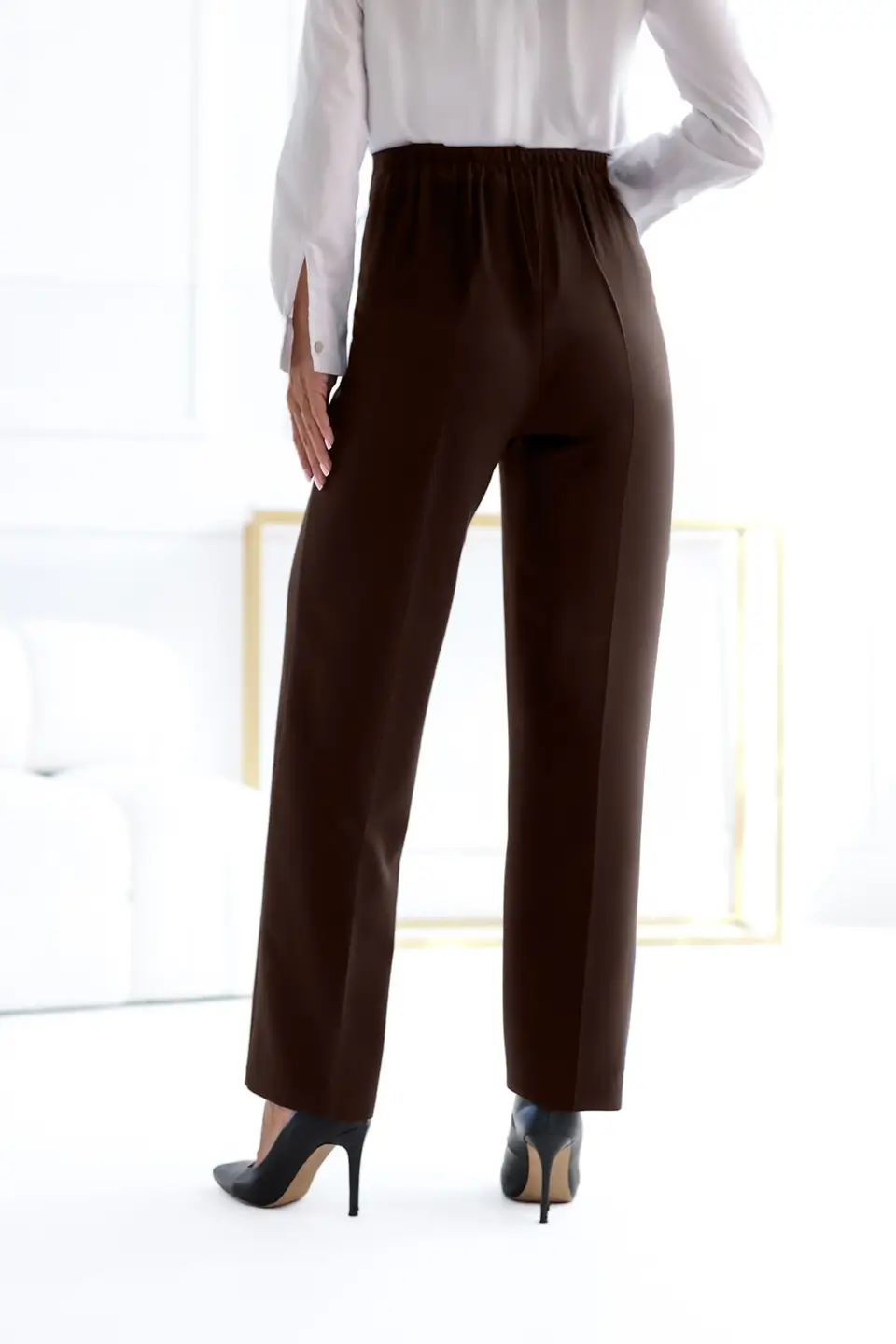 sigma spodnie proste w gume braz 2