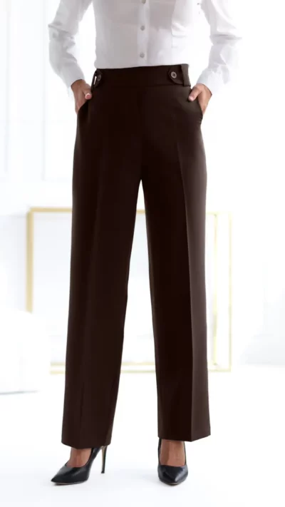 SIGMA Spodnie proste w gumę (brąz)