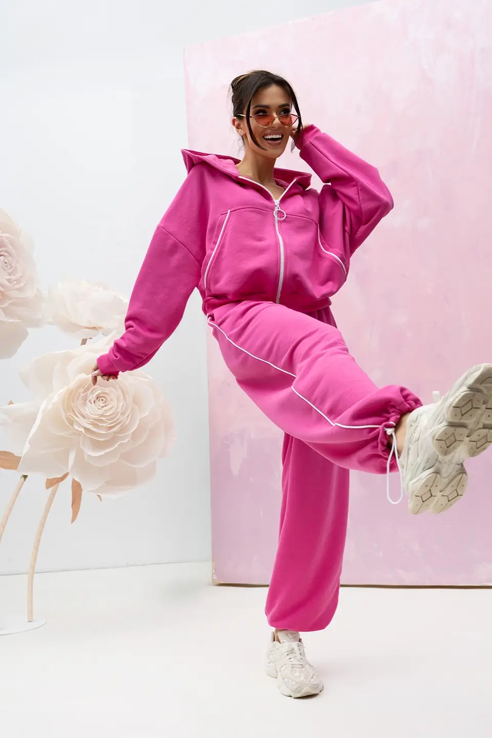 lara fashion dres bawelniany fuksja 2