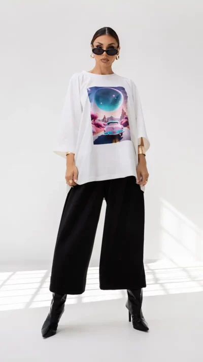 MISS CITY OFFICIAL T-shirt damski Car (biały)