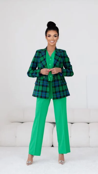 SIGMA Marynarka w kratę (chabrowo -zielona)