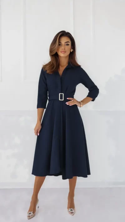 SIGMA Sukienka biznesowa rozpinana (granat)