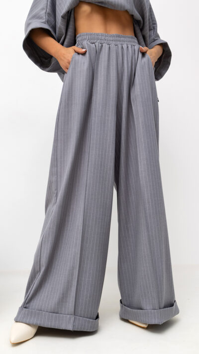 MISS CITY OFFICIAL Damskie Spodnie Striped Pattern (szary)