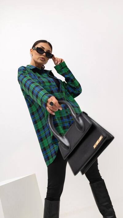 MISS CITY OFFICIAL Damska Koszula Grid Pattern (zielony)