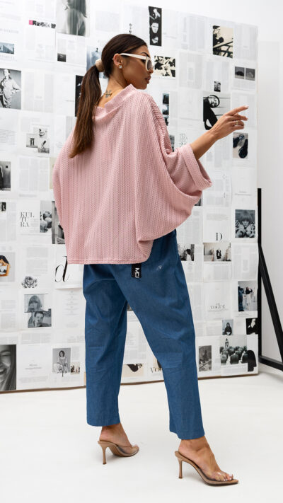 MISS CITY OFFICIAL Damska Bluzka Kimono Splot (pudrowy róż)