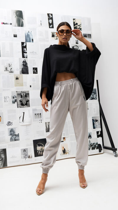 MISS CITY OFFICIAL Damska Bluzka Kimono Sweterek (czarny)