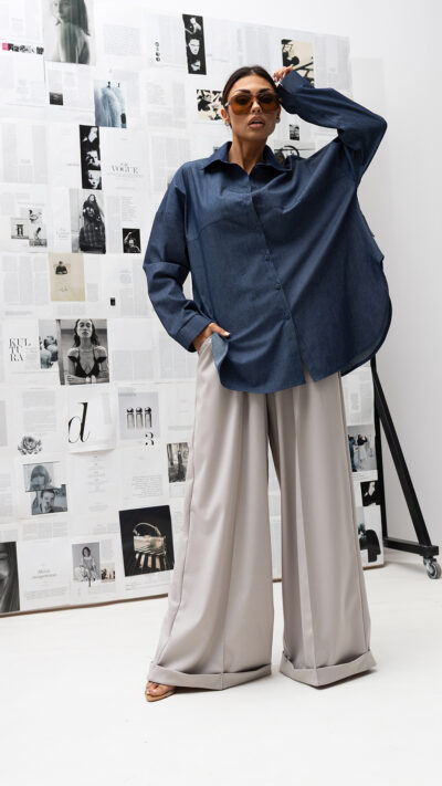 MISS CITY OFFICIAL Damska Koszula Jeans (ciemny jeans)