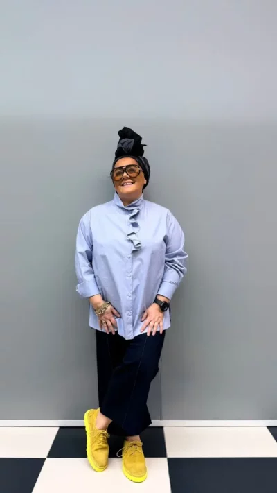 Rivabella Koszula damska drobne paski (niebieska)