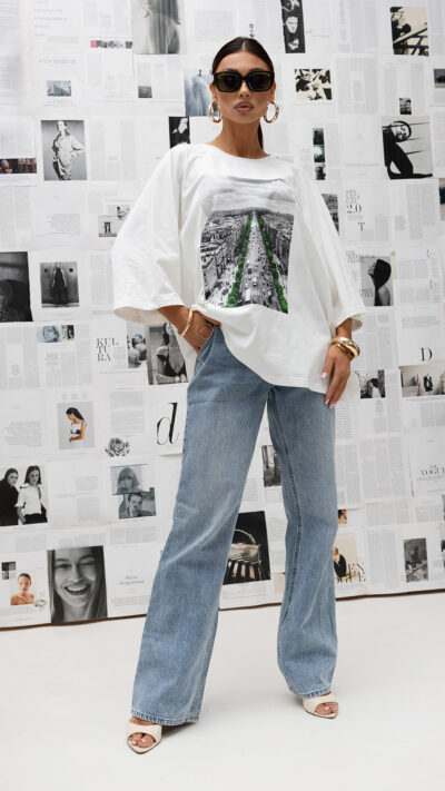 MISS CITY OFFICIAL Damski T-shirt Green City (biały)