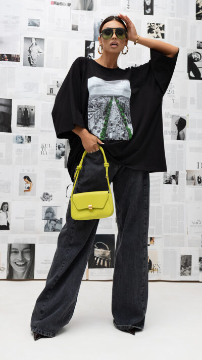 MISS CITY OFFICIAL Damski T-shirt Green City (czarny)