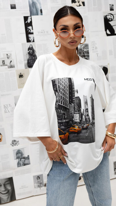 MISS CITY OFFICIAL Damski T-shirt City Lights (biały)