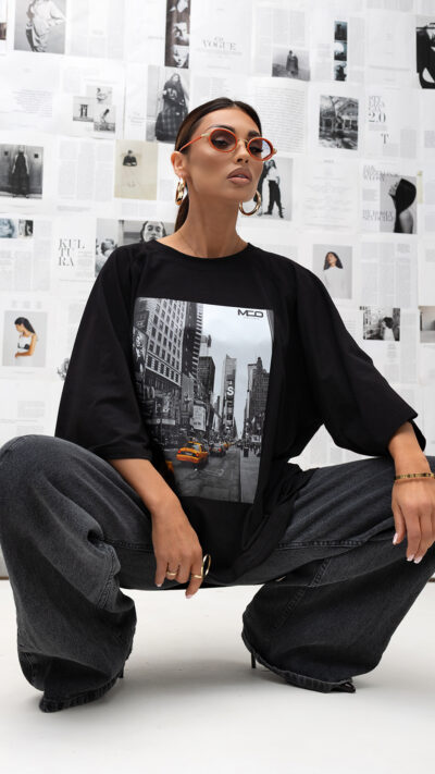 MISS CITY OFFICIAL Damski T-shirt City Lights (czarny)