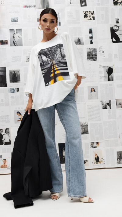 MISS CITY OFFICIAL Damski T-shirt City Urban Frame (biały)