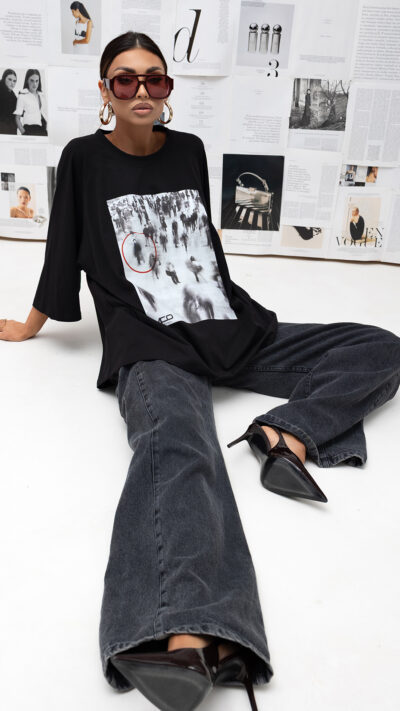 MISS CITY OFFICIAL Damski T-shirt Urban Focus (czarny)