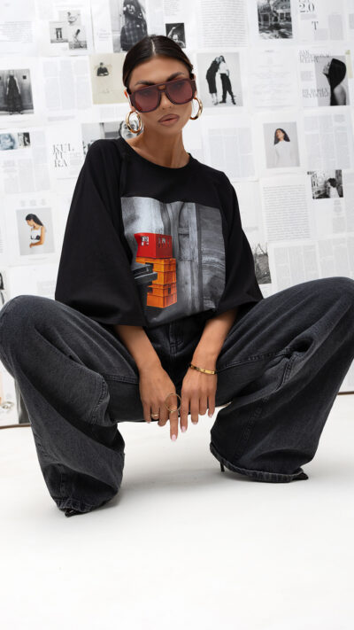 MISS CITY OFFICIAL Damski T-shirt Industrial Pop (czarny)