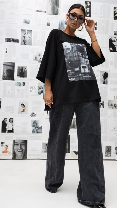 MISS CITY OFFICIAL Damski T-shirt City Signal (czarny)